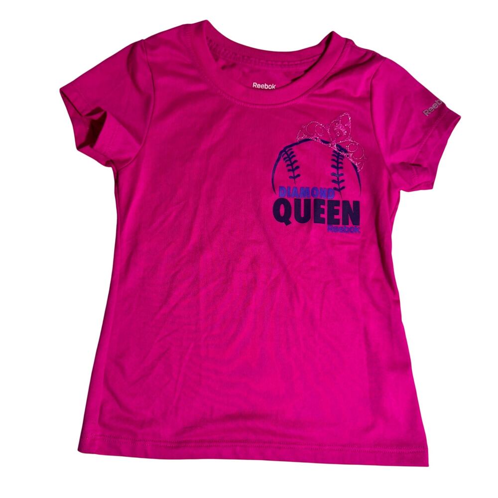 Reebok Diamond Queen Softball Shirt Youth XS Pink PlayDry Athletic Tee baseball
